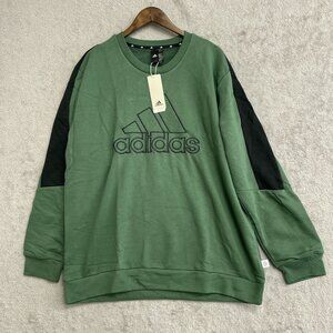 NEW Adidas Men's XL Green & Black Embroidered Logo Sweatshirt Crewneck